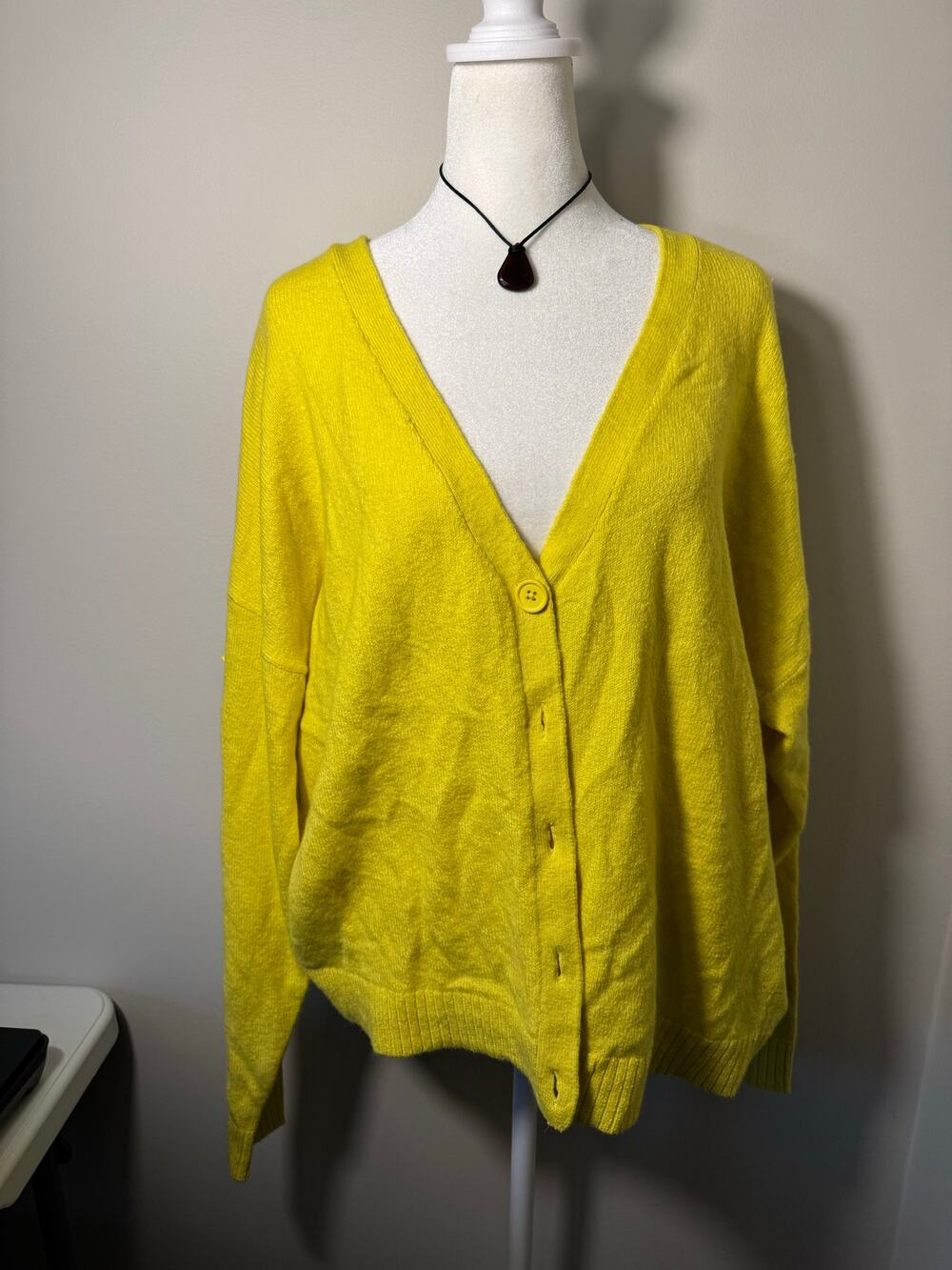 Lane Bryant 18/20 Butter Yellow Button Up V-Neck Cardigan Sweater